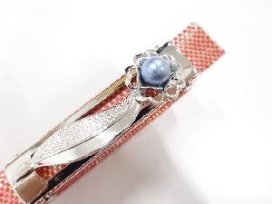 未使用品　正絹　パール帯留め　佐賀錦帯締めセット